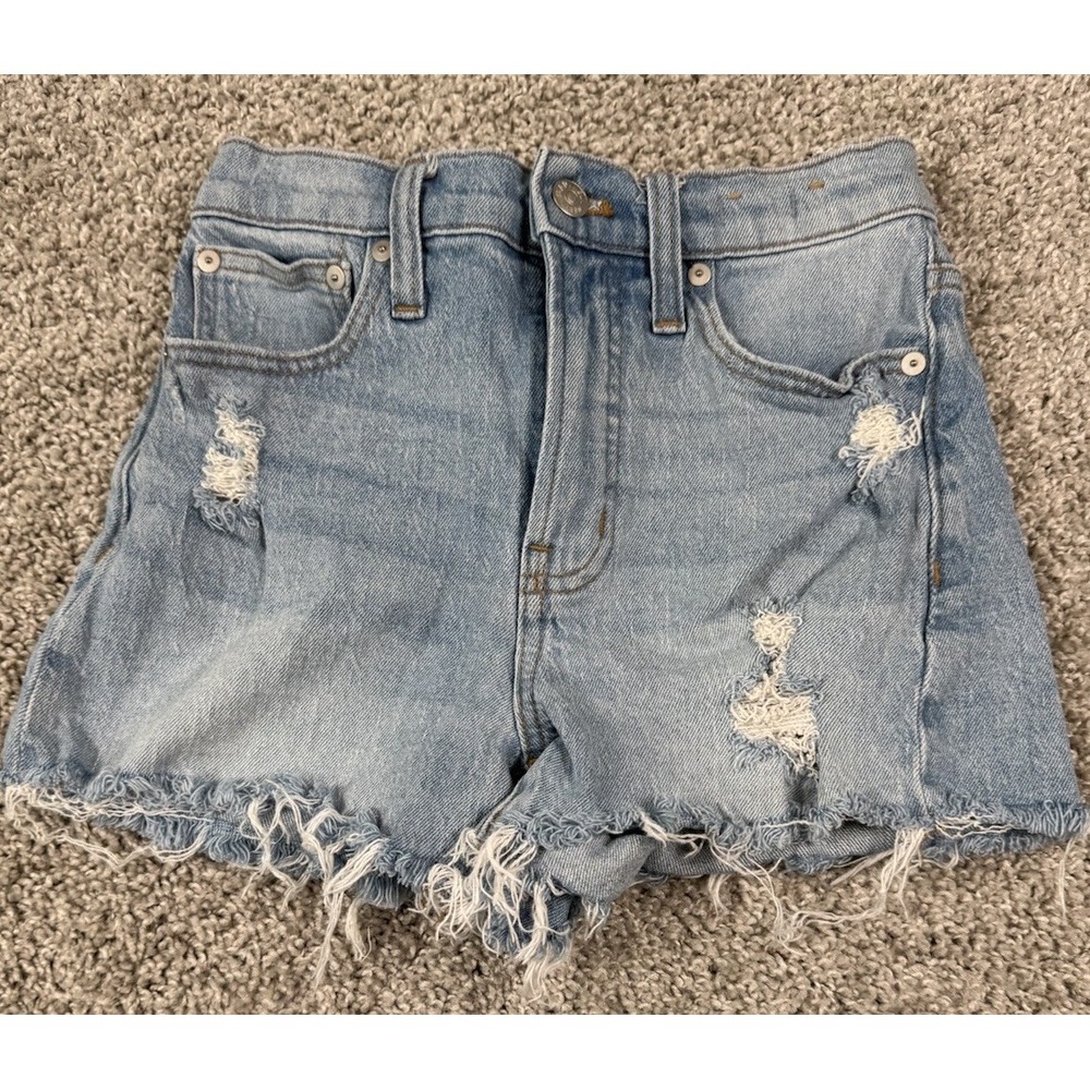Madewell The Perfect Jean Short Denim Distressed Womens Size 23โ Inseam 3